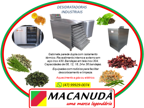 SECADOR ELÉTRICO INDUSTRIAL PARA ERVAS FITOTERÁPICAS MACANUDA